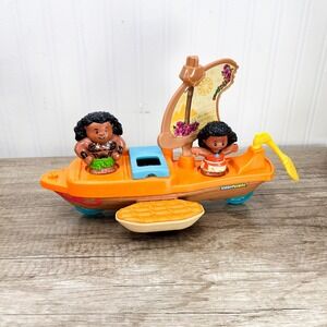 Little People Moana & Maui's Canoe Sail Boat & 2 Figures, Disney Toddler Toys